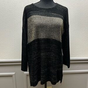 XL Cable & Gauge Black & Gold cowl neck lightweight sweater